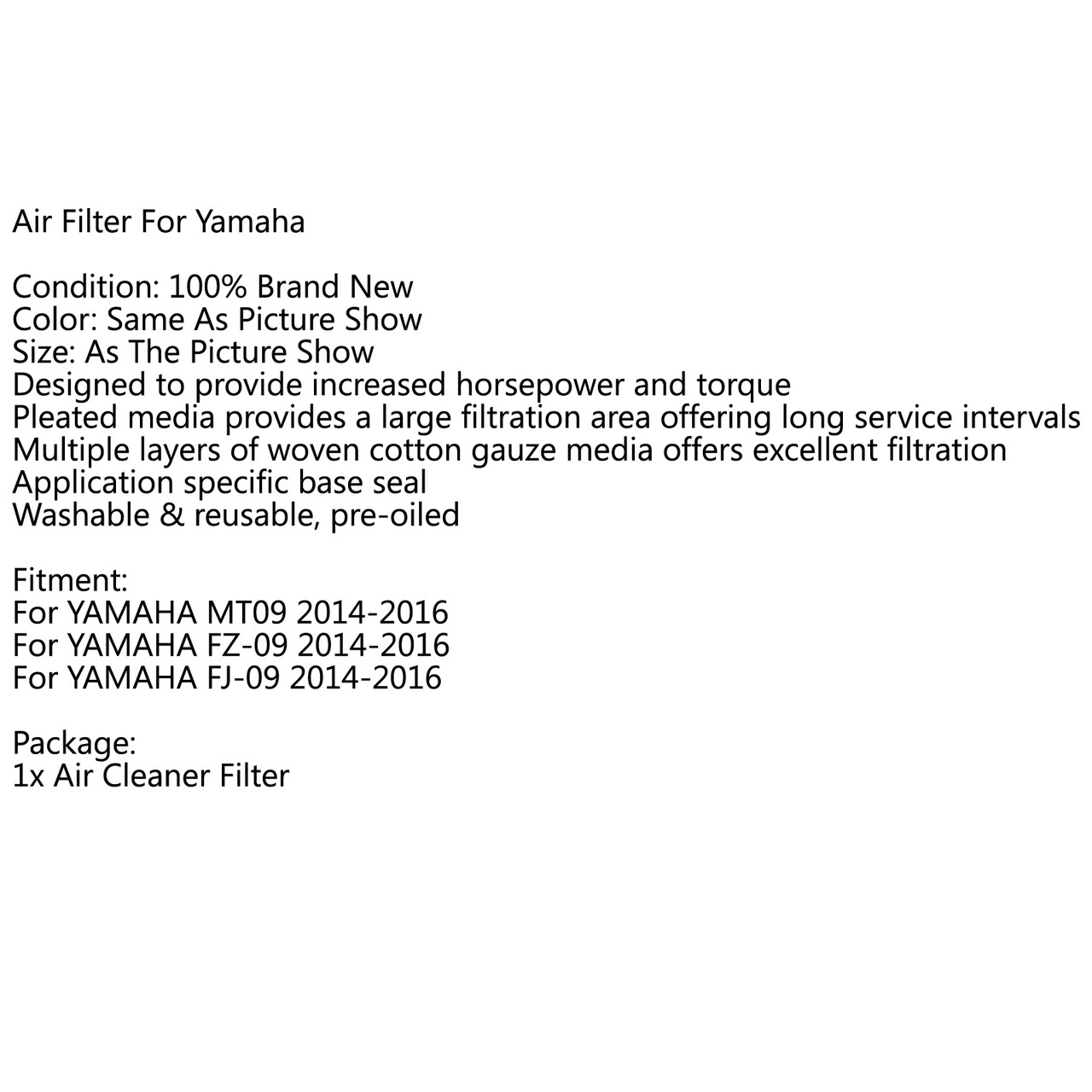 Air Cleaner Filter For YAMAHA MT09 FZ-09 FJ-09 14-16 Purple