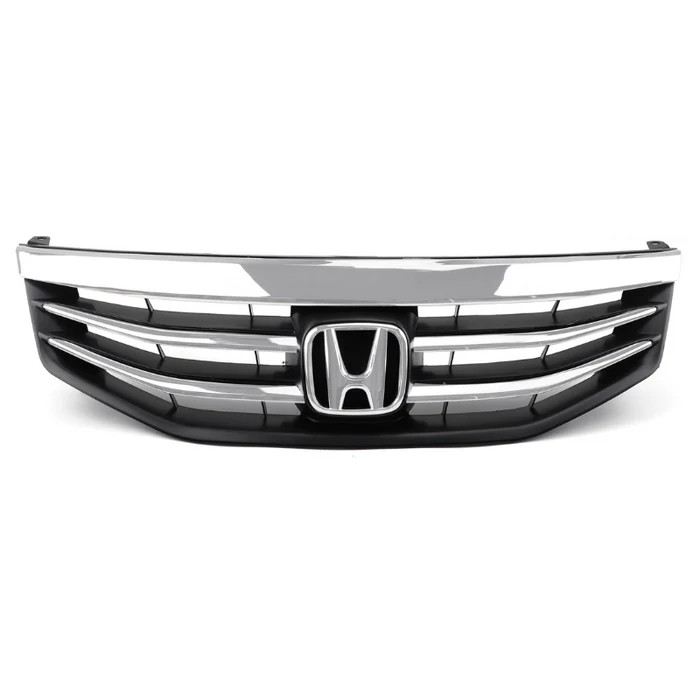 Black Chrome Front Upper Bumper Hood Grille Grill Fit Honda Accord 2011-2012 4DR