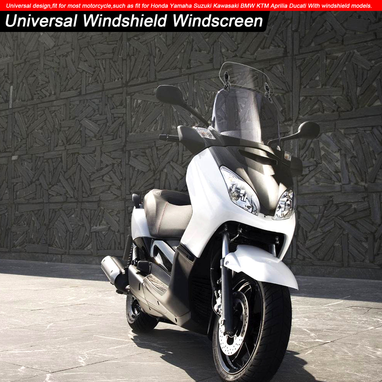 Adjustable Clip On Windshield Extension Spoiler Wind Deflector fit for Honda Yamaha Suzuki Kawasaki BMW Aprilia Ducati Clear