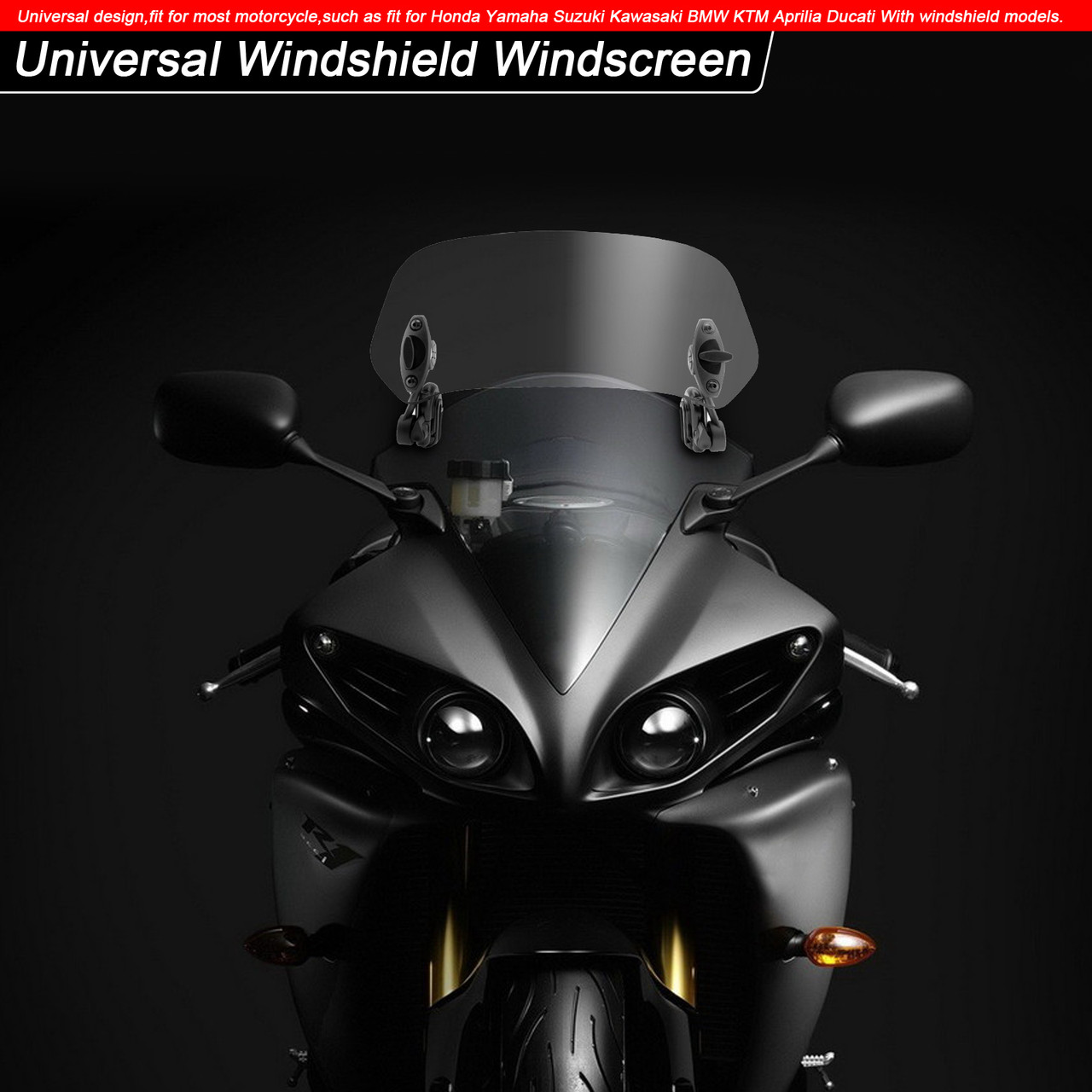 Adjustable Clip On Windshield Extension Spoiler Wind Deflector fit for Honda Yamaha Suzuki Kawasaki BMW Aprilia Ducati Clear
