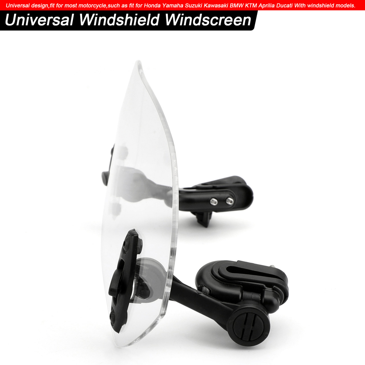 Adjustable Clip On Windshield Extension Spoiler Wind Deflector fit for Honda Yamaha Suzuki Kawasaki BMW Aprilia Ducati Clear