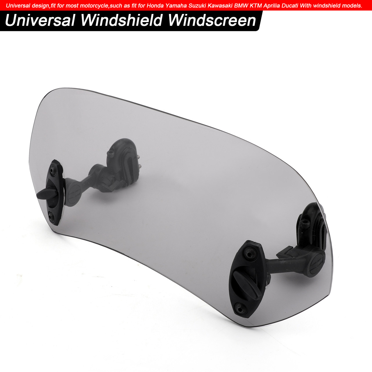 Adjustable Clip On Windshield Extension Spoiler Wind Deflector fit for Honda Yamaha Suzuki Kawasaki BMW Aprilia Ducati Smoke