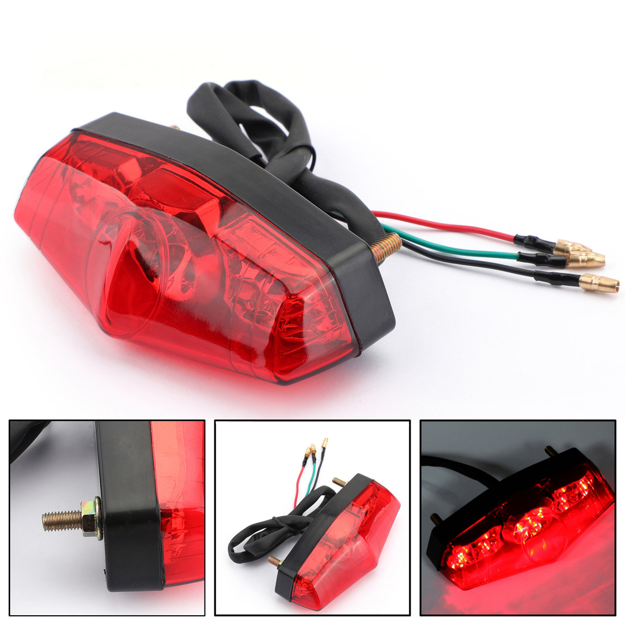 LED Red Brake Stop Running Rear Tail Light Lamp For Universal Motorcycle Red