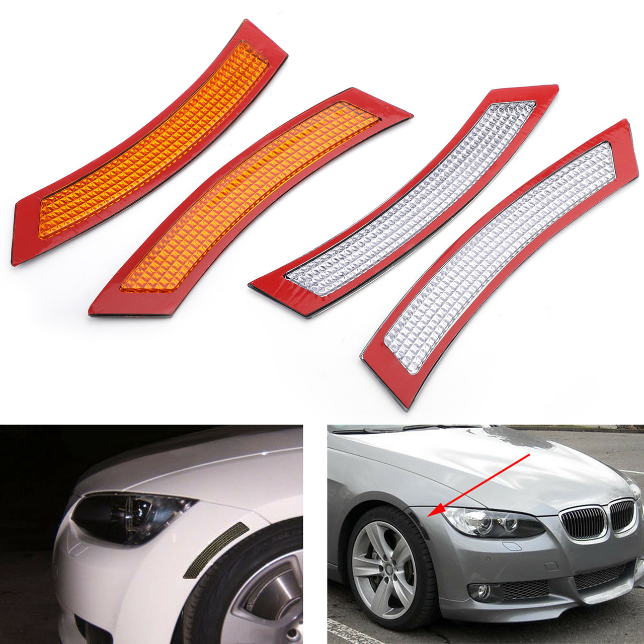 2Pcs Front Bumper Reflector Side Marker Amber For BMW E92 3 Series 2DR 2006-2009