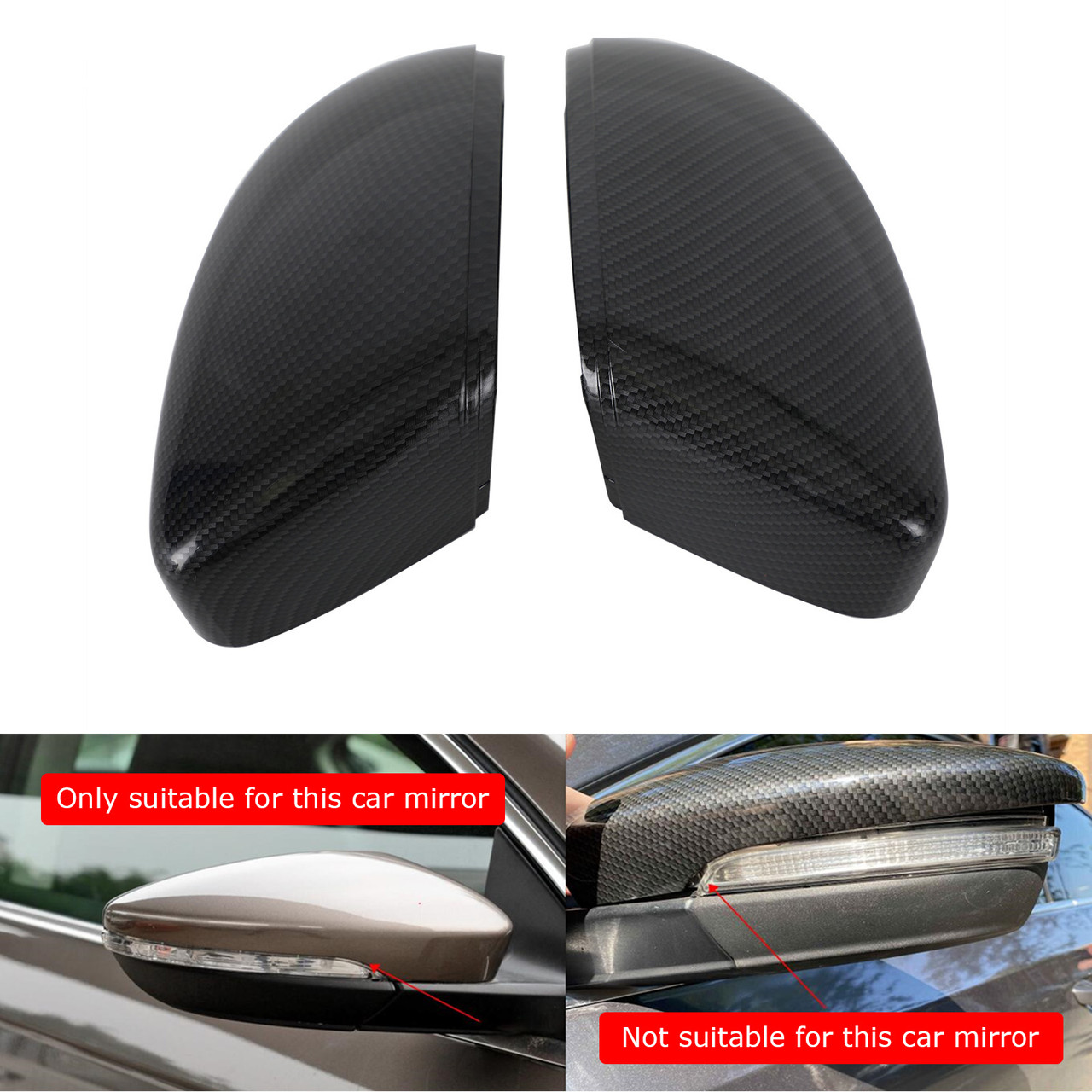 Door Wing Mirror Cover For Beetle 12-18 CC Scirocco 09-17 Eos 09-16 Passat 11-15 Carbon