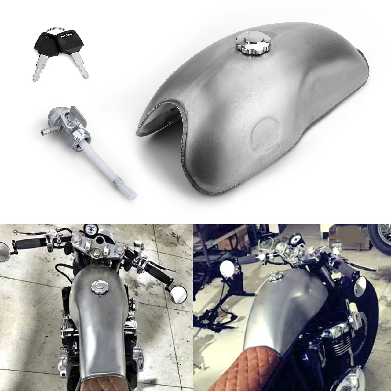 Cafe Racer Gas Fuel Tank Iron 10L 2.6 Gallon Fit For Ducati Mojave