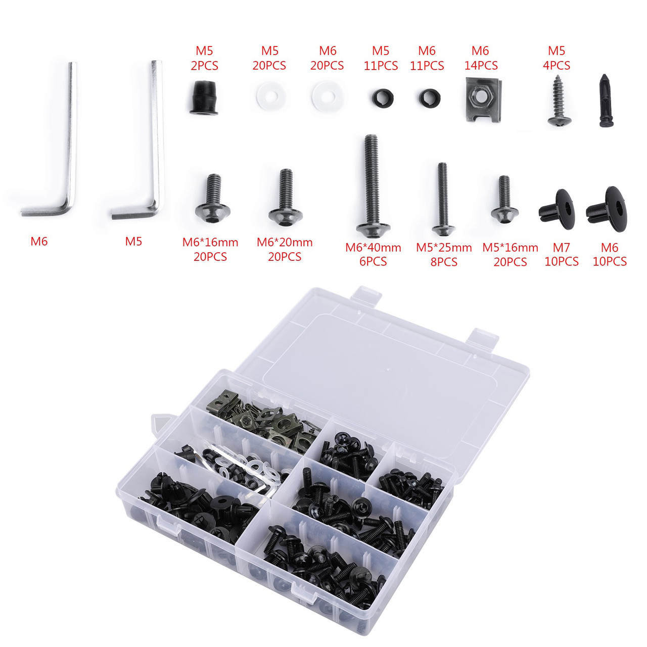 Fairing Bolt Kit Bodywork Screws for Kawasaki Concours 14 ER-6N GPz1100 Ninja 1000 300 500R 650R H2 ZX10R ZX11 ZX12R ZX14R ZX6R ZX7R ZX9R Versys 650 Zephyr 550 750 Black
