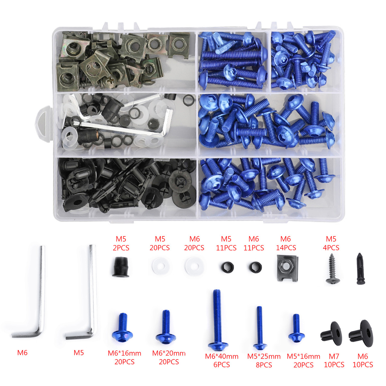 Fairing Bolt Kit Bodywork Screws for Ducati 1098 1198 S 1199 748 749 750 848 900 916 996 998 999 Monster 1100 400 600 695 Multistrada 1000 Streetfighter 848 BlUE