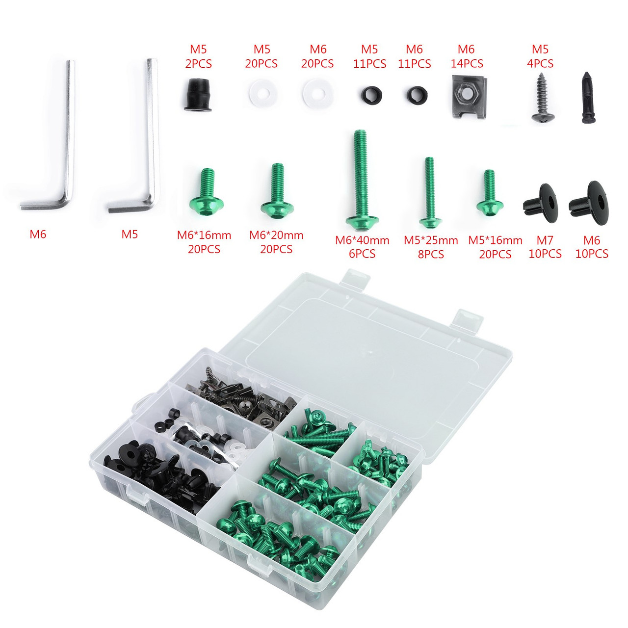 Fairing Bolt Kit Bodywork Screws for Ducati 1098 1198 S 1199 748 749 750 848 900 916 996 998 999 Monster 1100 400 600 695 Multistrada 1000 Streetfighter 848 Green