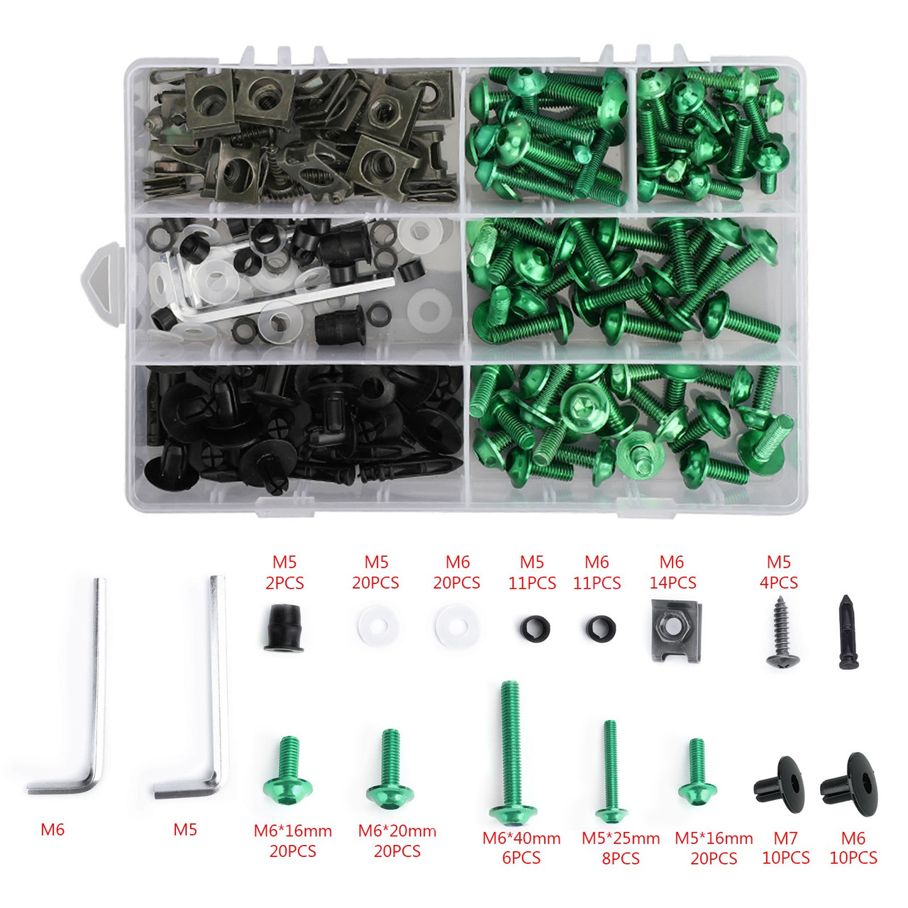 Fairing Bolt Kit Bodywork Screws for Hodnda CBR1000RR CBR1100XX CBR125R CBR250R CBR600F CBR600F2 F3 F4 F4i CBR600RR Interceptor 750 NC700X Shadow ST1300 V45 Sabre Green