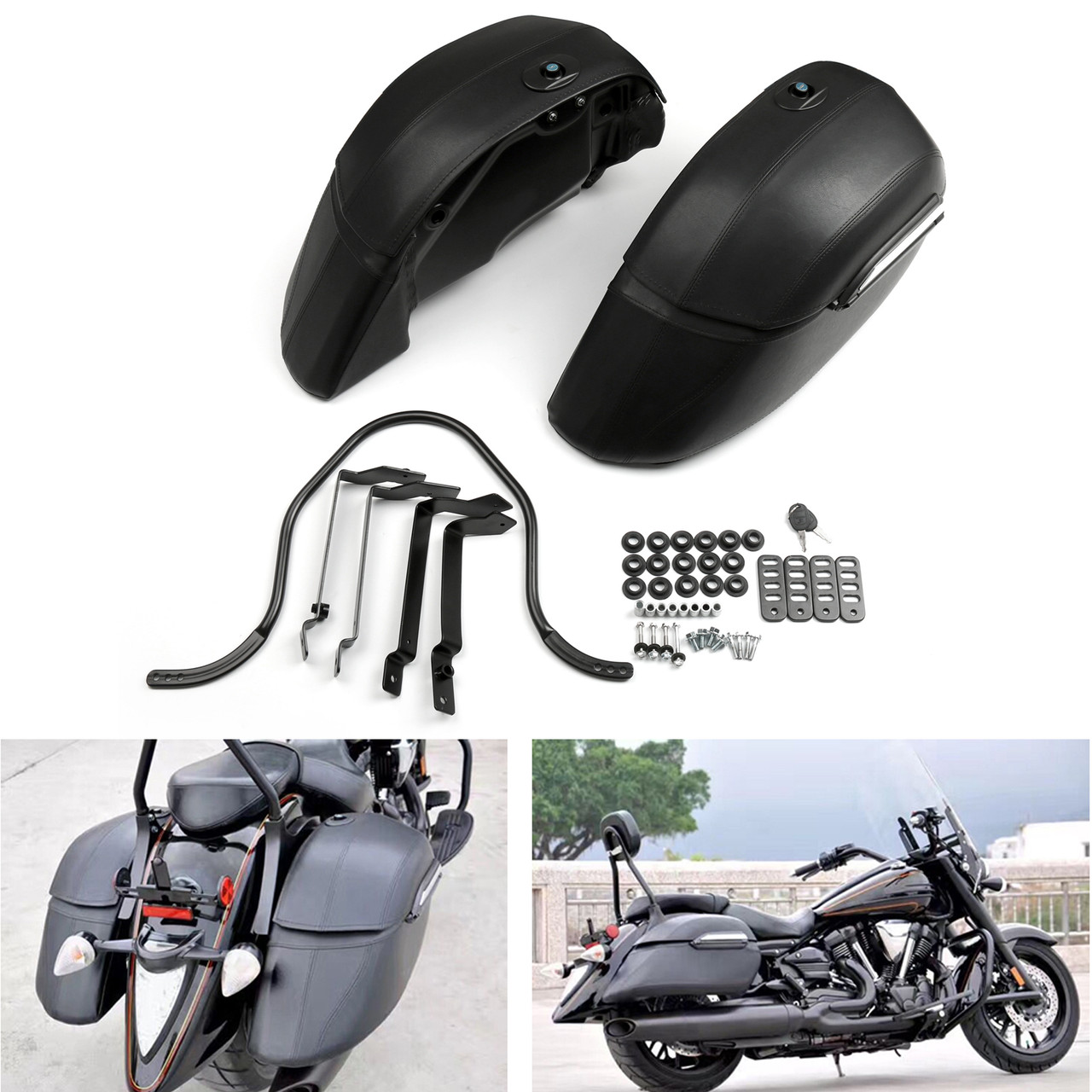 Hard Bags Saddlebags Heavy Duty Mounting Kit For Universal Classic Motorcycle Black