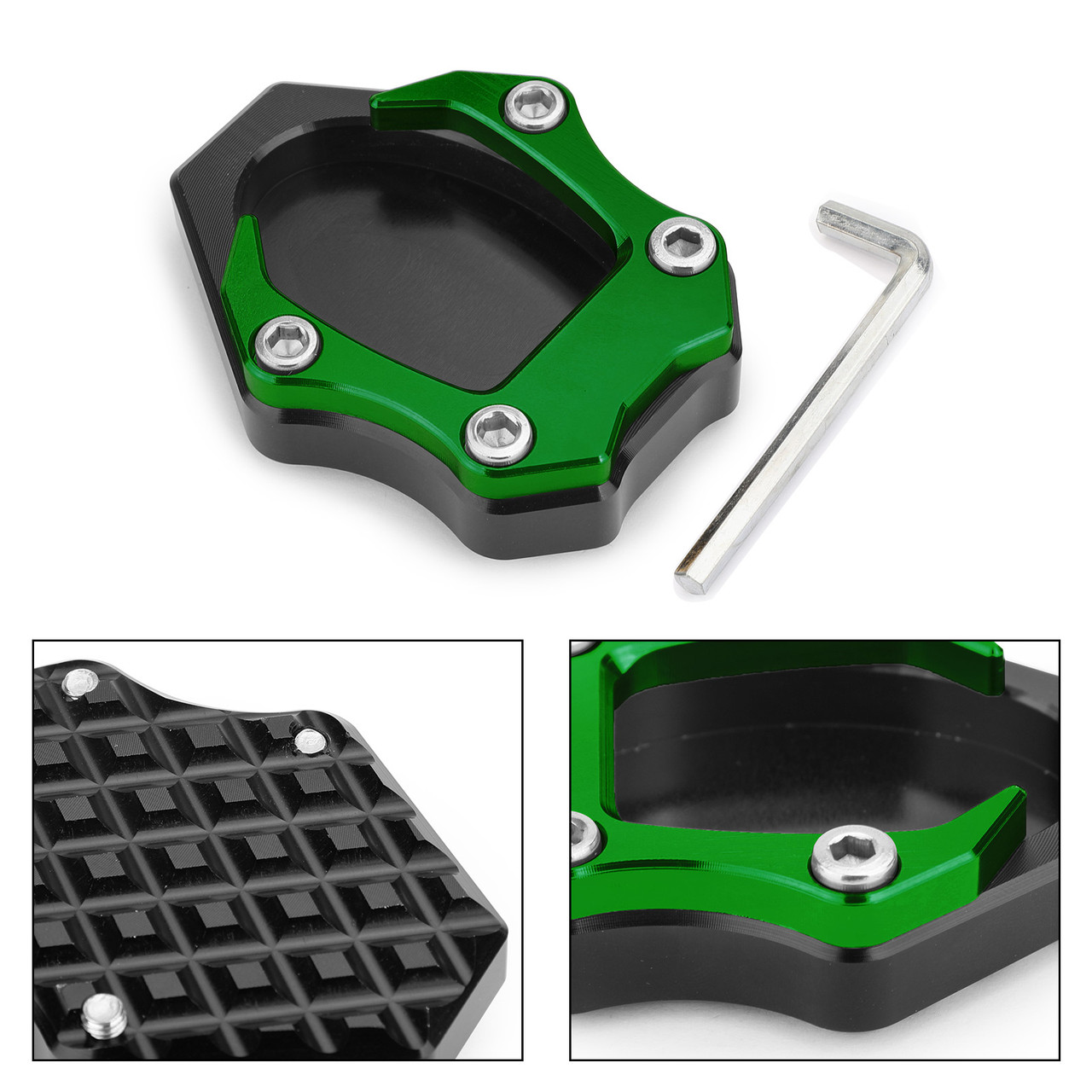 CNC Kickstand Side Stand Plate Extension Pad For Kawasaki Ninja 400 250 18 Green