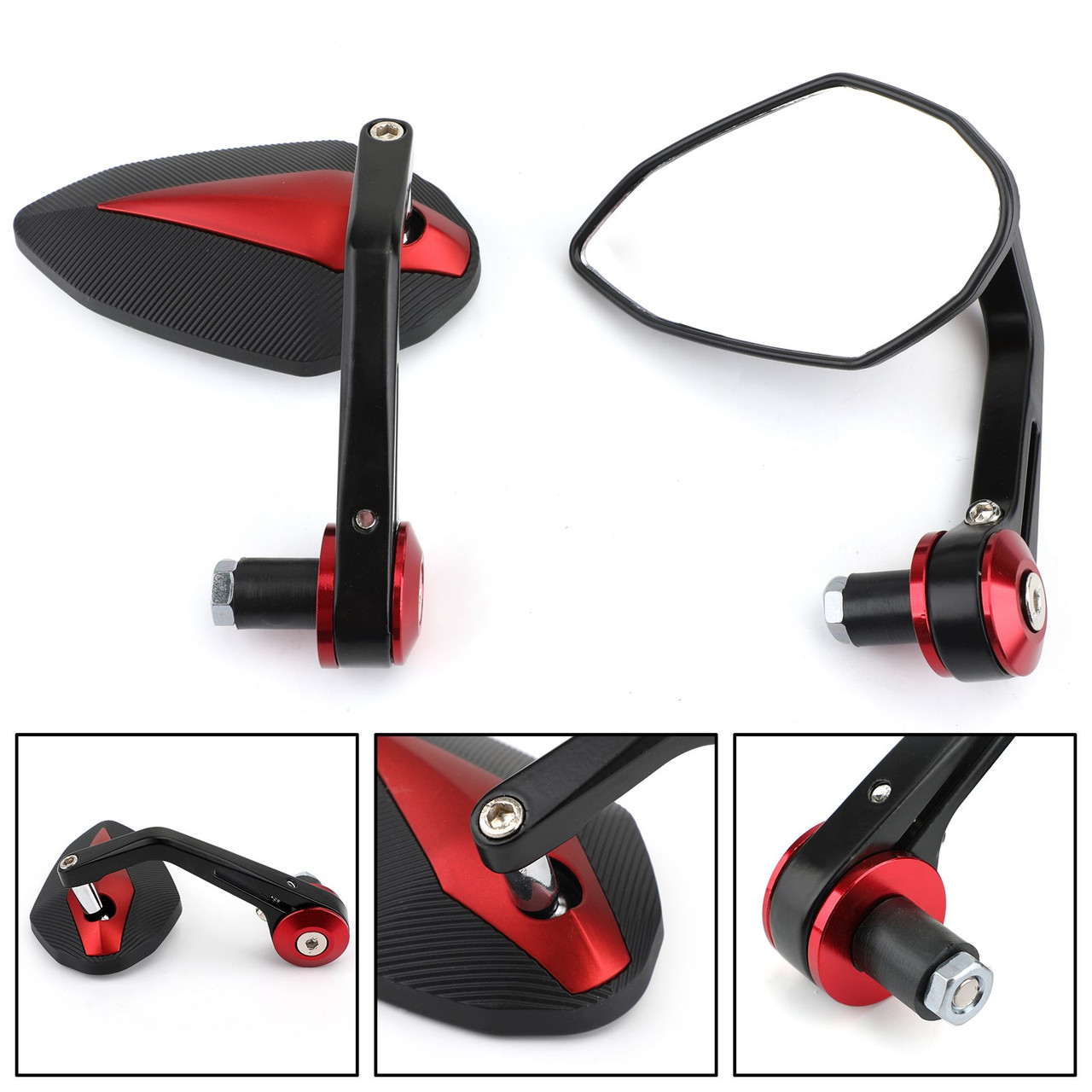 Sportbike 7/8" Handle Bar End Mirrors Universal Red