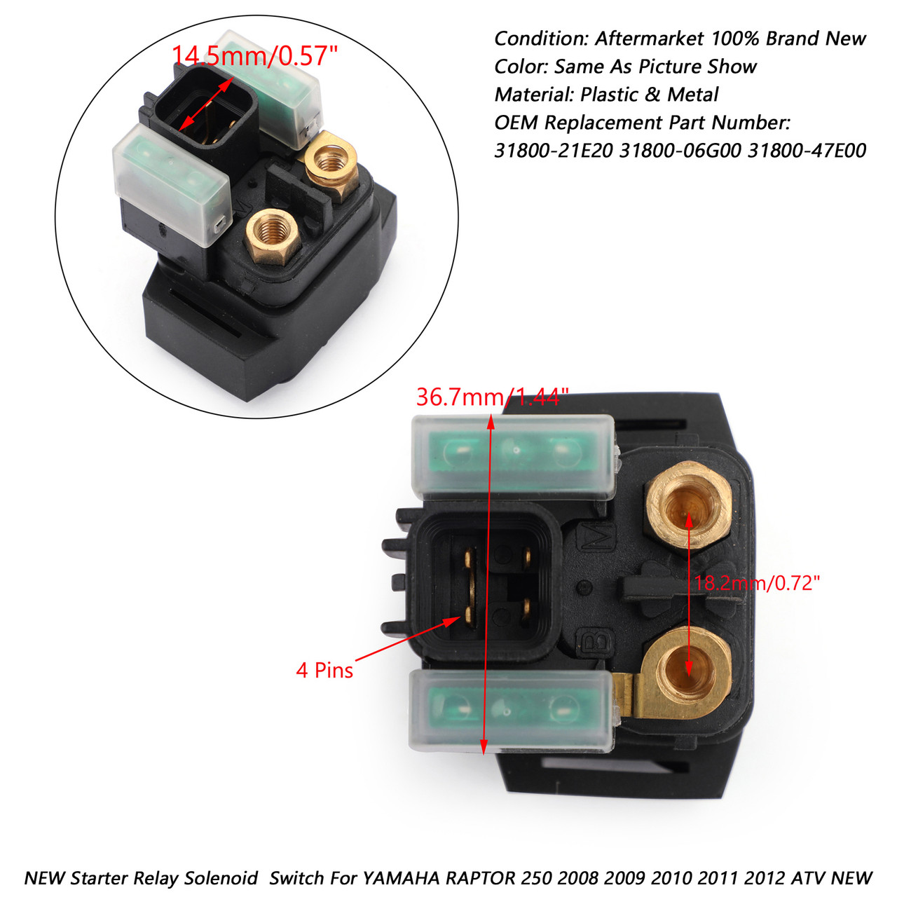 Starter Relay Solenoid For SUZUKI 600 GSX600F KATANA 98-06 GSXR