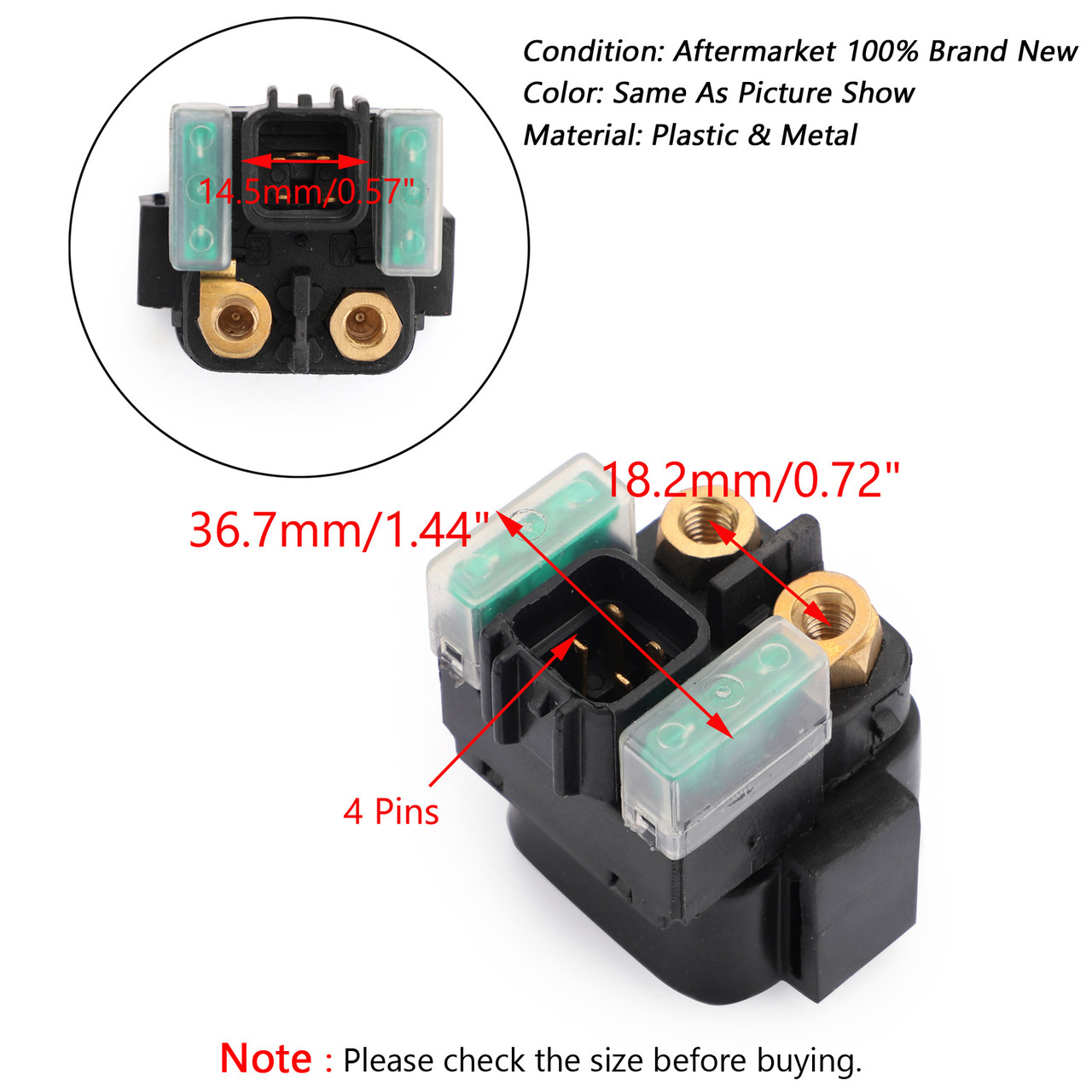 Starter Relay Solenoid For SUZUKI AN250 BURGMAN 250 SKYWAVE 250 Yamaha RAPTOR 250 YFM250 08-12