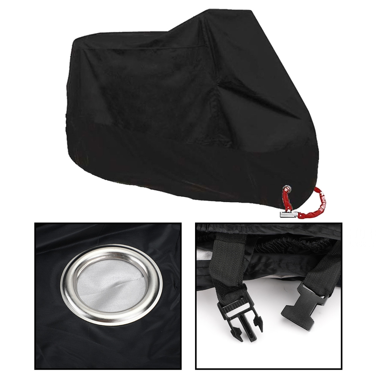 L Size Bike Motorcycle Cover Waterproof Scooter Outdoor Rain Protector Black