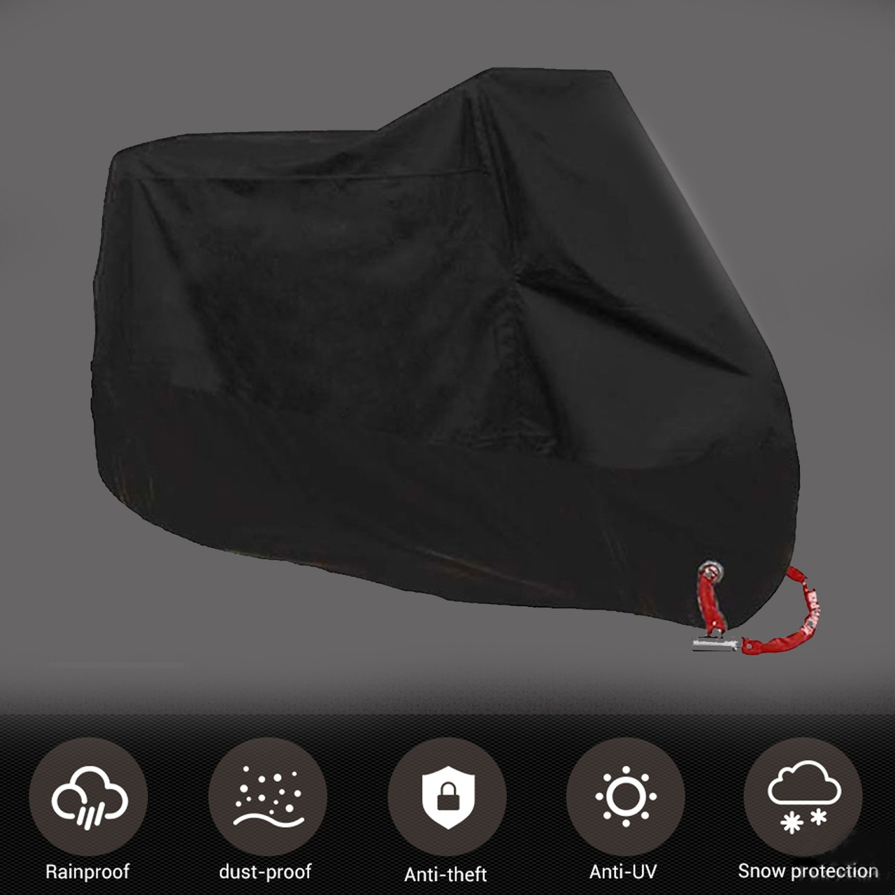 L Size Bike Motorcycle Cover Waterproof Scooter Outdoor Rain Protector Black