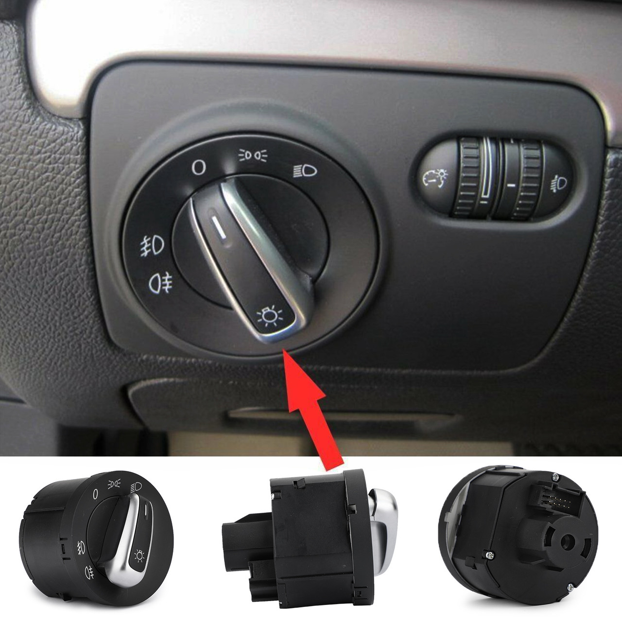 Euro Headlight Switch Light For Volkswagen Models From 2006-up Jetta MK5 MK6 05-13 Golf MK5 MK6 05-14 Black