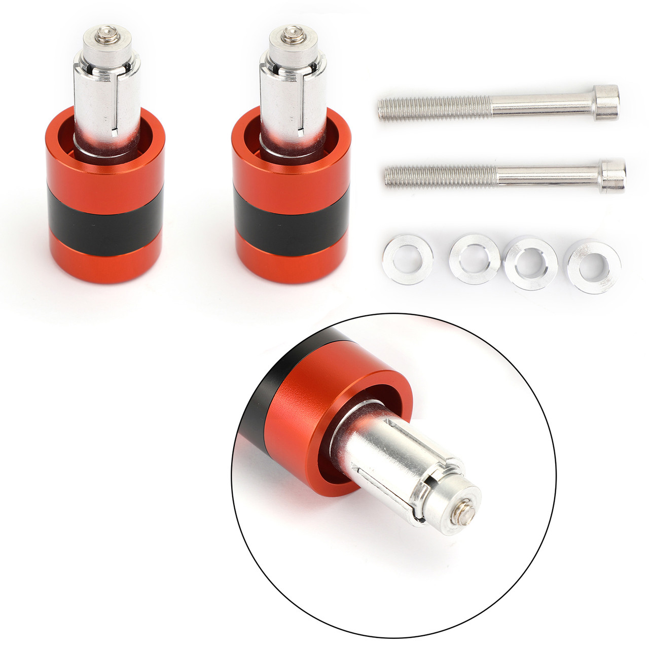 Anti Vibration 7/8" 22mm Handle Bar End Cap M6 / M8 Weight Slider Reducing Orange