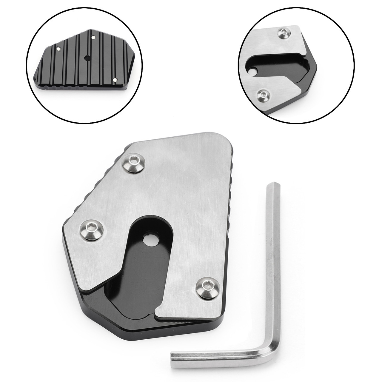 CNC Side Stand Kickstand Pad Extension Plate For SUZUKI V-STROM 650 DL650 12-19 650 XT 17-19 Black