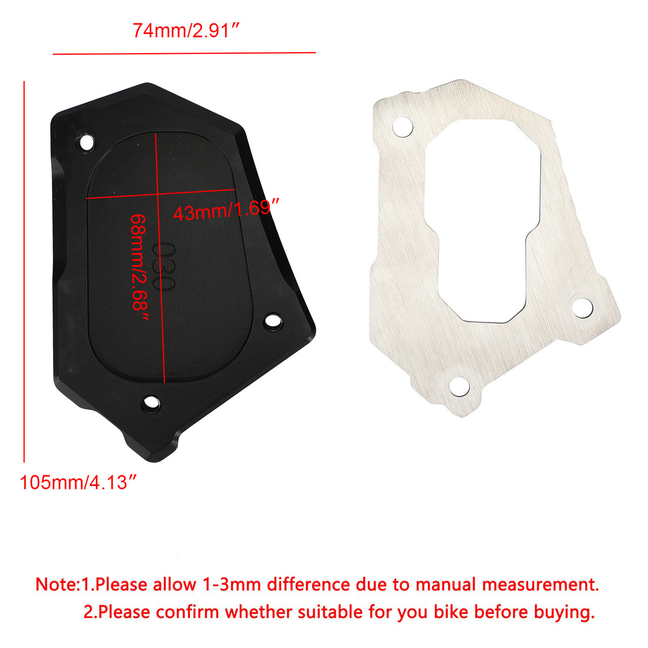 Kickstand Side Stand Extension Pad Plate For BMW R 1200GS LC R 1200GS LC Adventure 14-16 Black