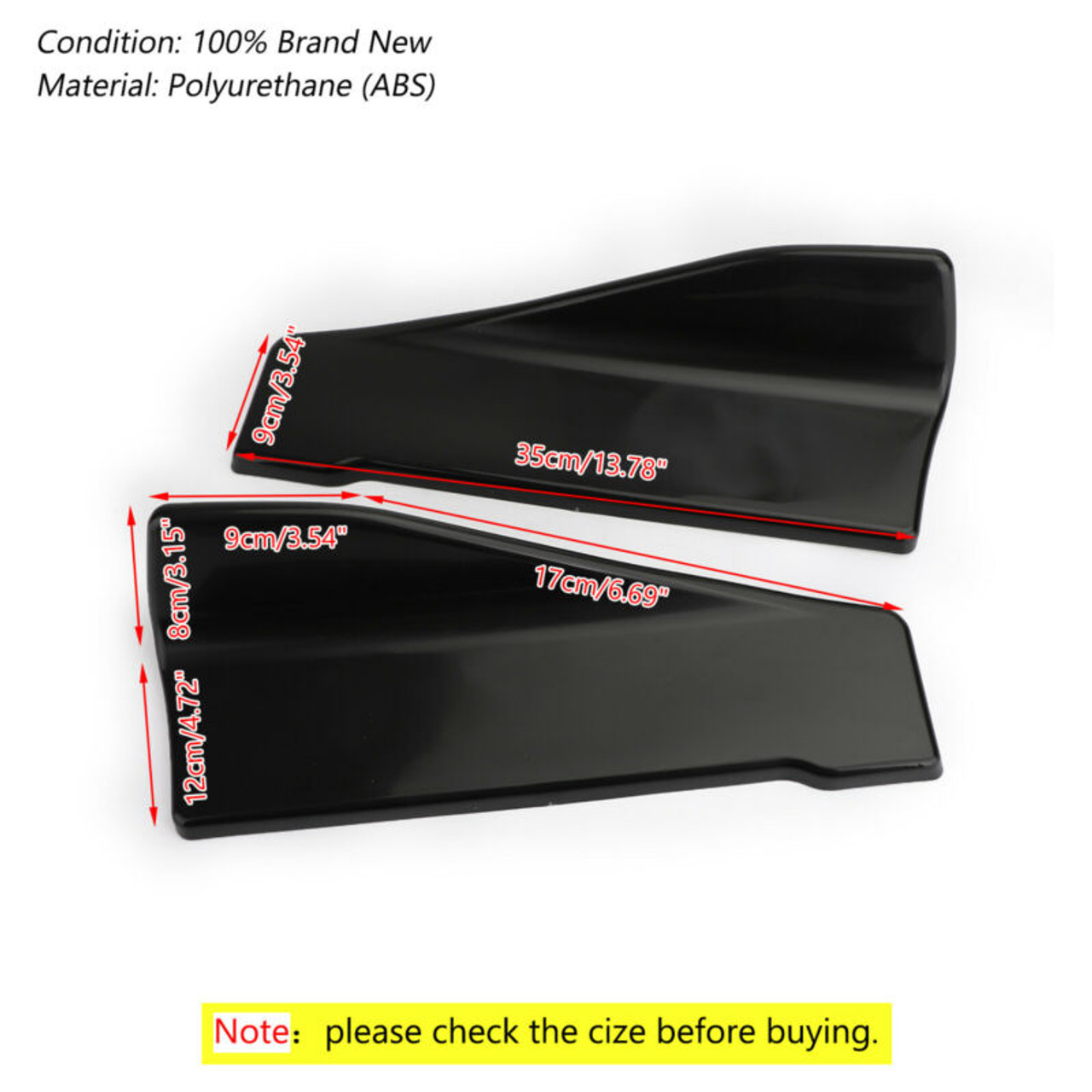 2pcs 35cm Skirt Spoiler Rear Lip Extension Rocker Splitters Winglet Wings Black