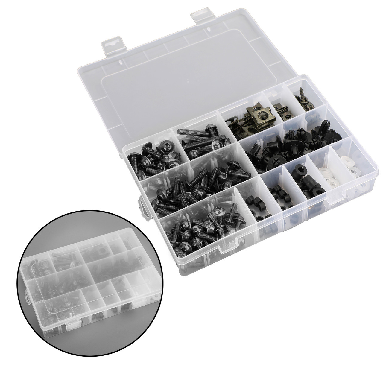 223pcs Fairing Bolt Windscreen Screw Clip Fastener METRIC Universal Fit Black