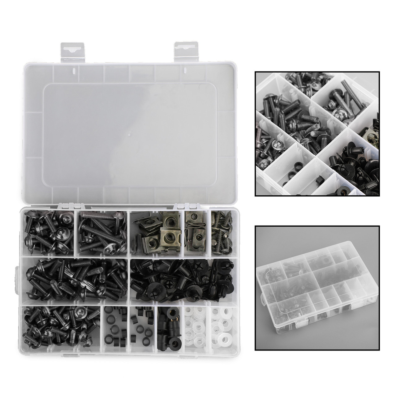 223pcs Fairing Bolt Windscreen Screw Clip Fastener METRIC Universal Fit Black