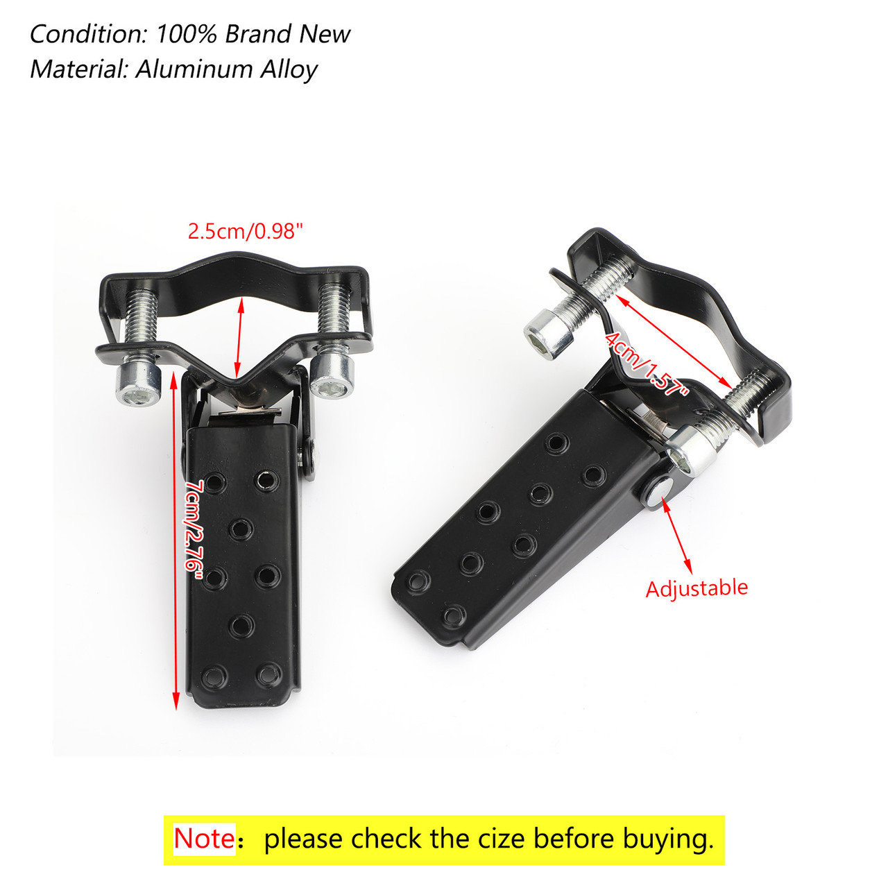 Passenger Foot Peg Rear Pedal Footrest 25-28mm For Universal Motorcycle Black