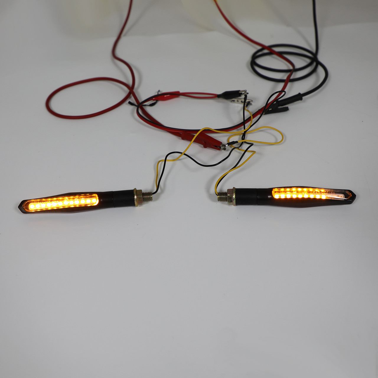 2x M10 Sequential Flowing LED Turn Signal Indicator Lights Lamp Amber For Universal Motorcycle Clear