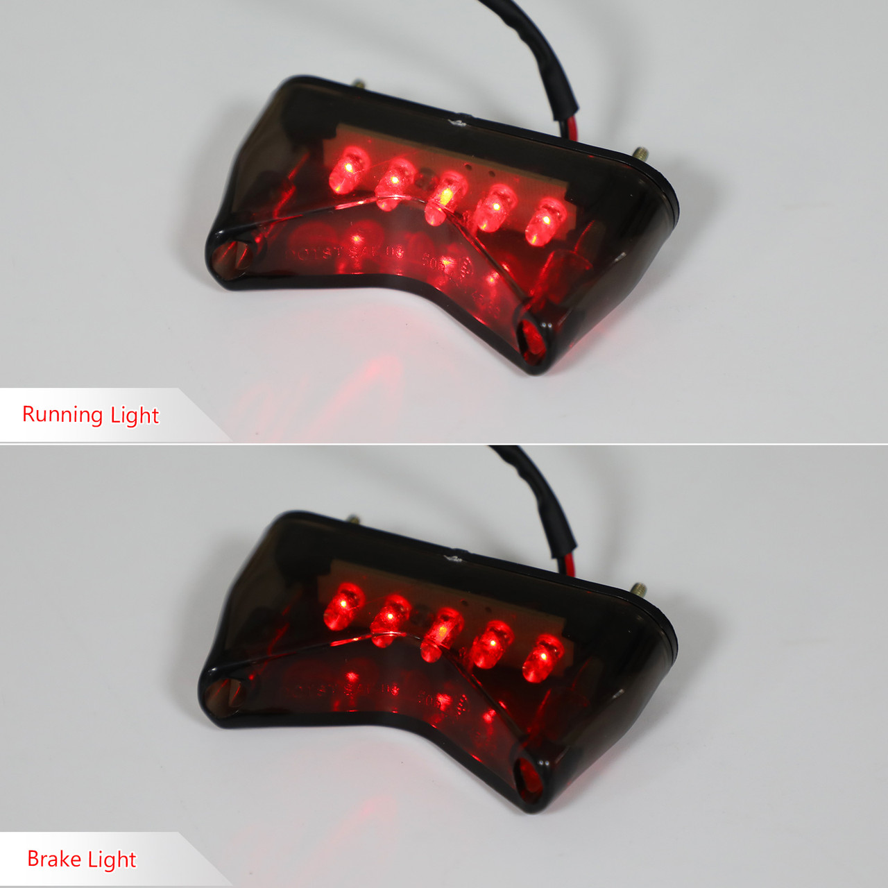 Brake Running Tail Light LED For Universal Motorcycle Bobber ATV Dirt Bike Smoke