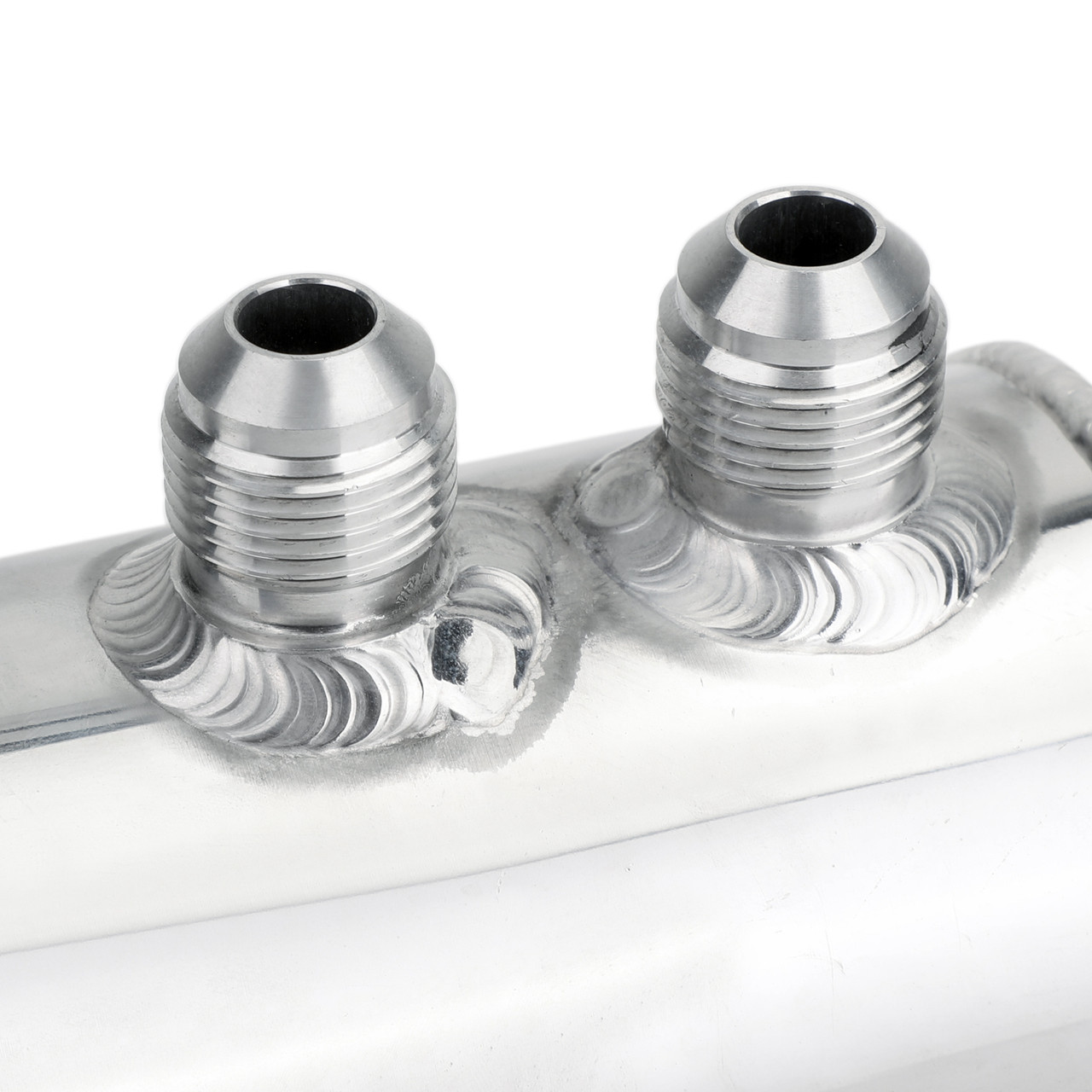 Aluminium Baffled Engine Oil Catch Can 2x AN10 Twin Port Breather Filter Silver