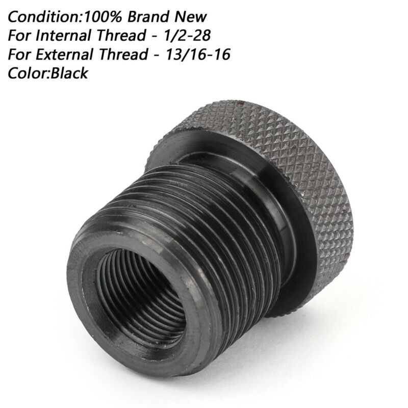 1/2-28 to 13/16-16 Threaded Adapter Anodized Alum Automotive Oil Filter Black