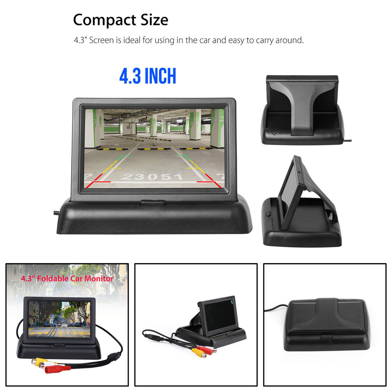 4.3" TFT LCD NTSC PAL Foldable 4.3inch Monitor Night Vision Parking Assist