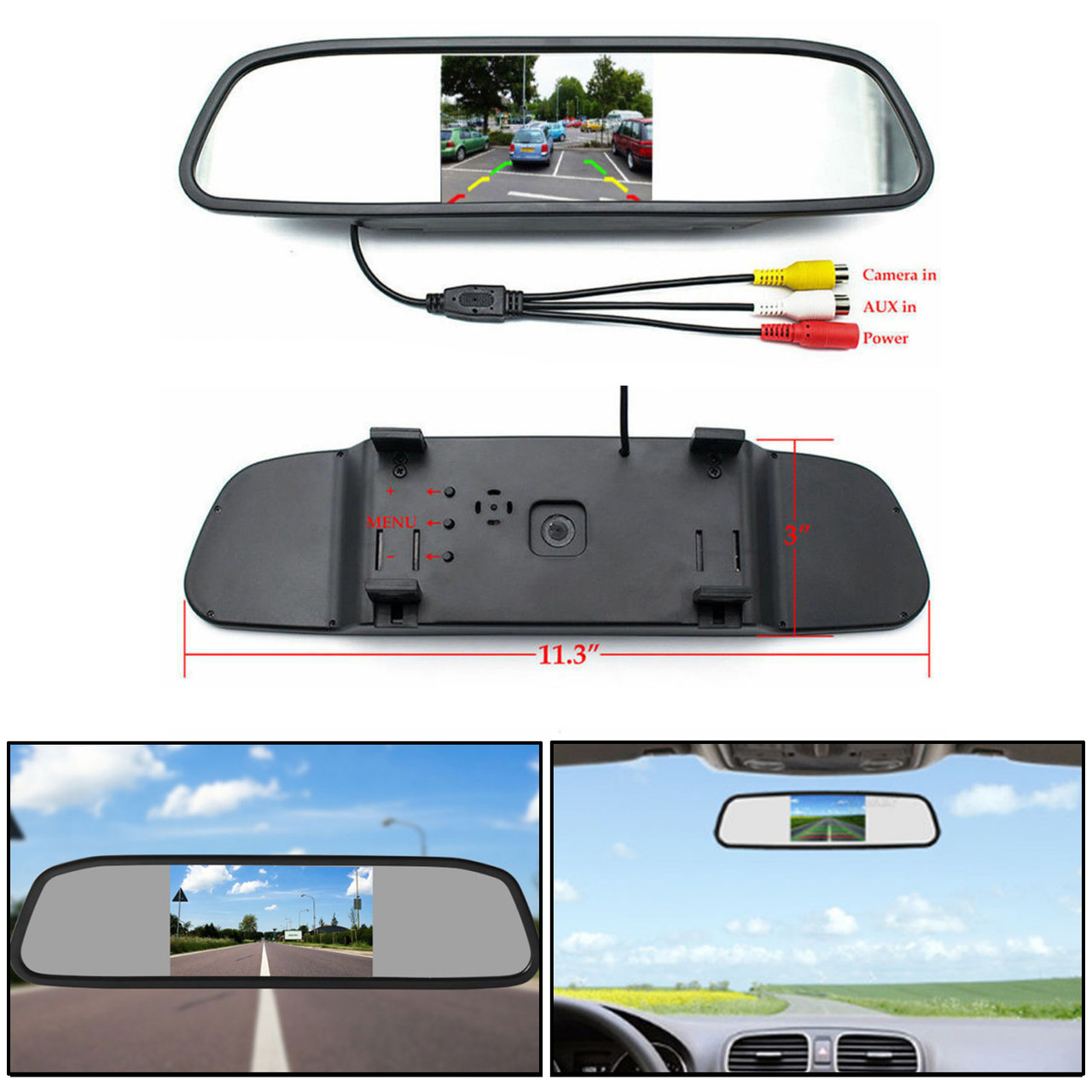 4.3" TFT LCD NTSC PAL Mirror 4.3inch Monitor Night Vision Parking Assist