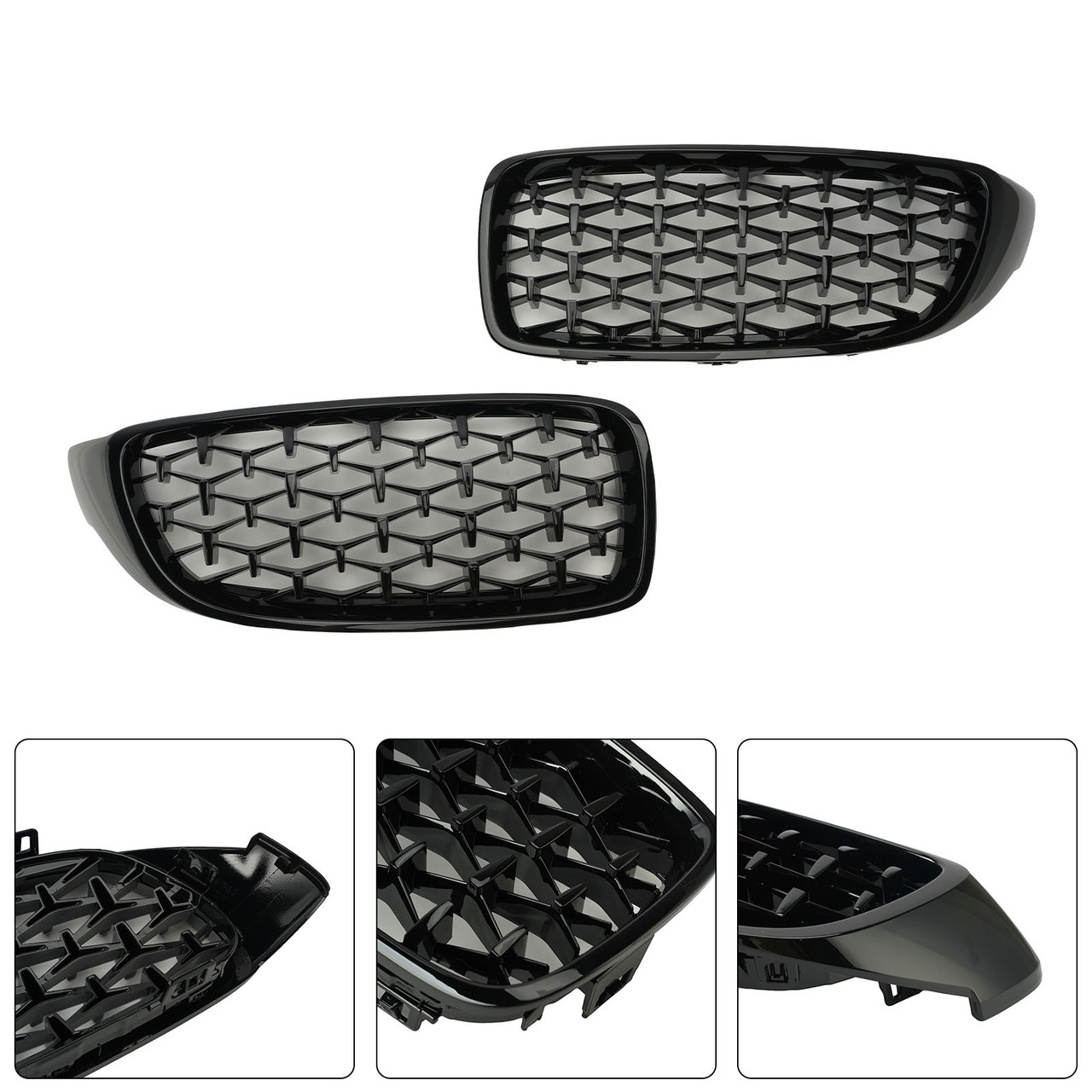Diamond Front Upper Grille For BMW 4 Sereis F32 F33 F36 F82 M4 All Models 14-18 Black