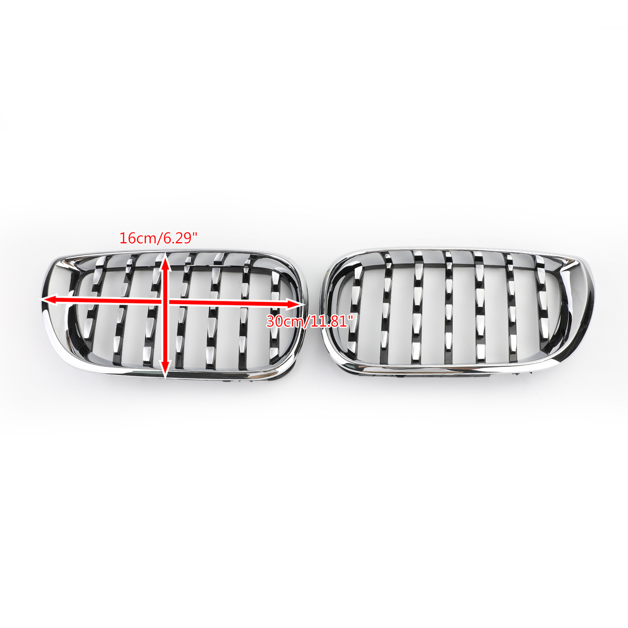 Pair Chrome Diamond Grille For BMW E46 Touring 4-Door BMW E46 Saloon 4-Door 02-05 Facelift Chrome