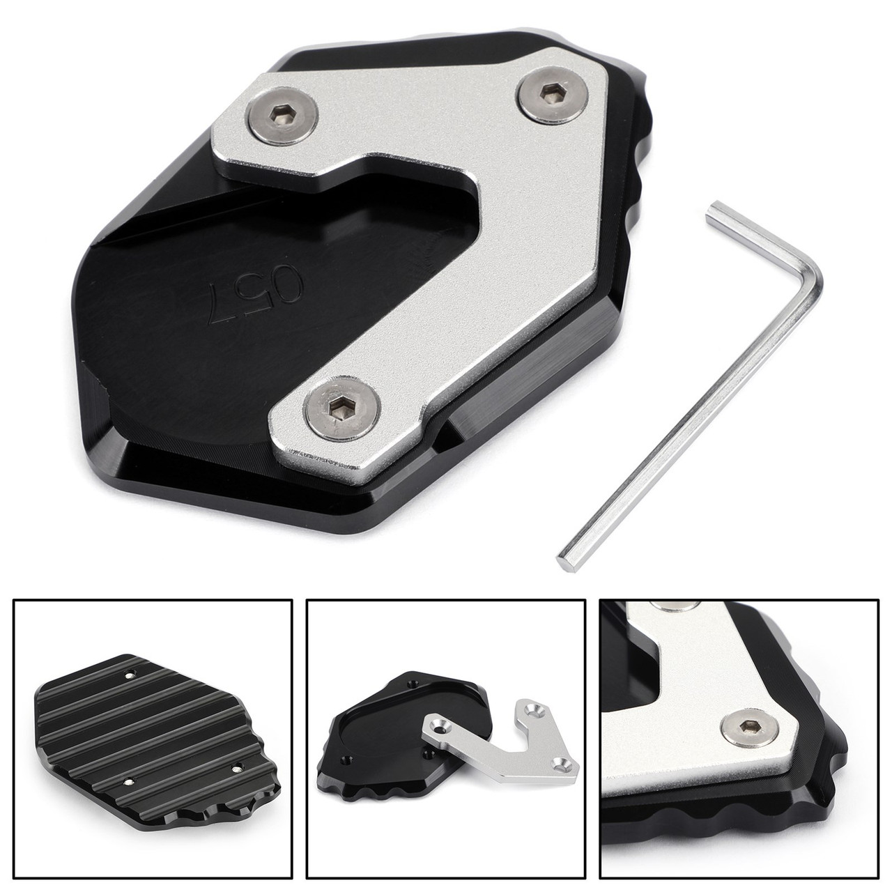 CNC Side Stand Extension Kickstand Enlarger Plate For BMW F750GS 18-19 Black