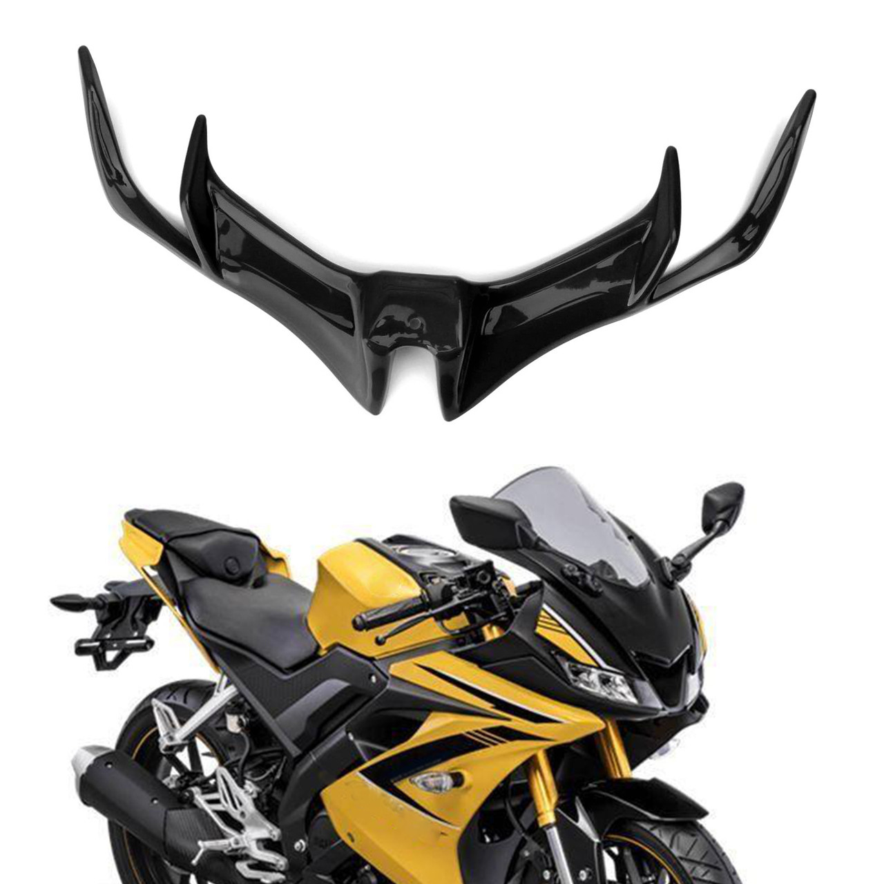 Front Aerodynamic Winglet For YAMAHA YZF-R15 V3.0 17-19 Black