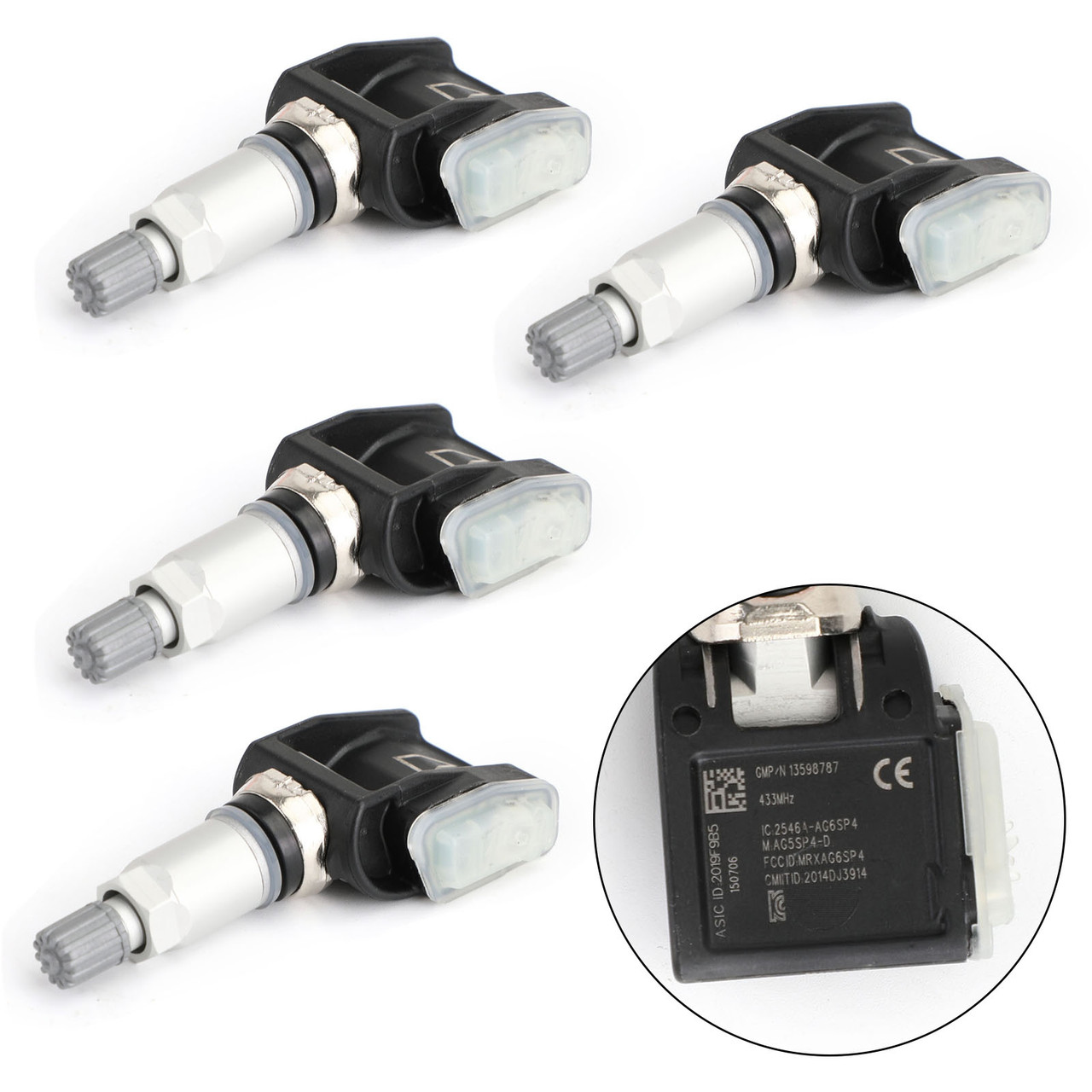4PCS Tire Pressure Monitoring System Sensor TPMS 13598787 For CHEVY CAMARO 16-18 Black