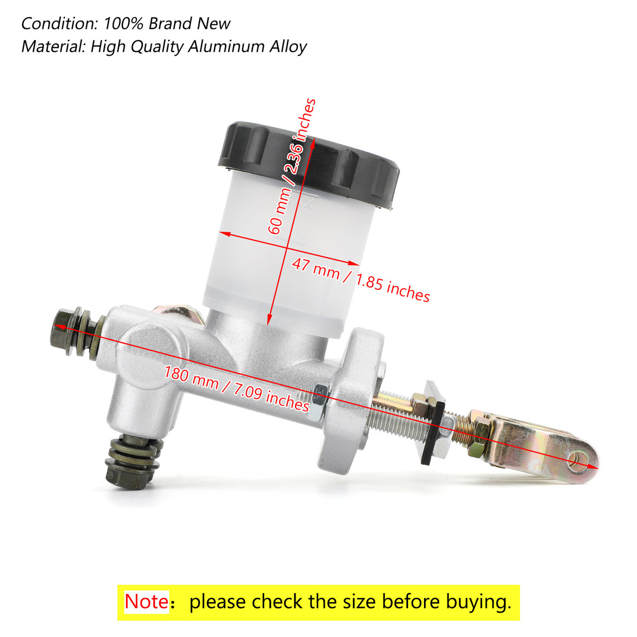 UTV Brake Master Cylinder Hydraulic For Kandi KD-110 KD-150 KD-250 Buggy Go Kart Silver