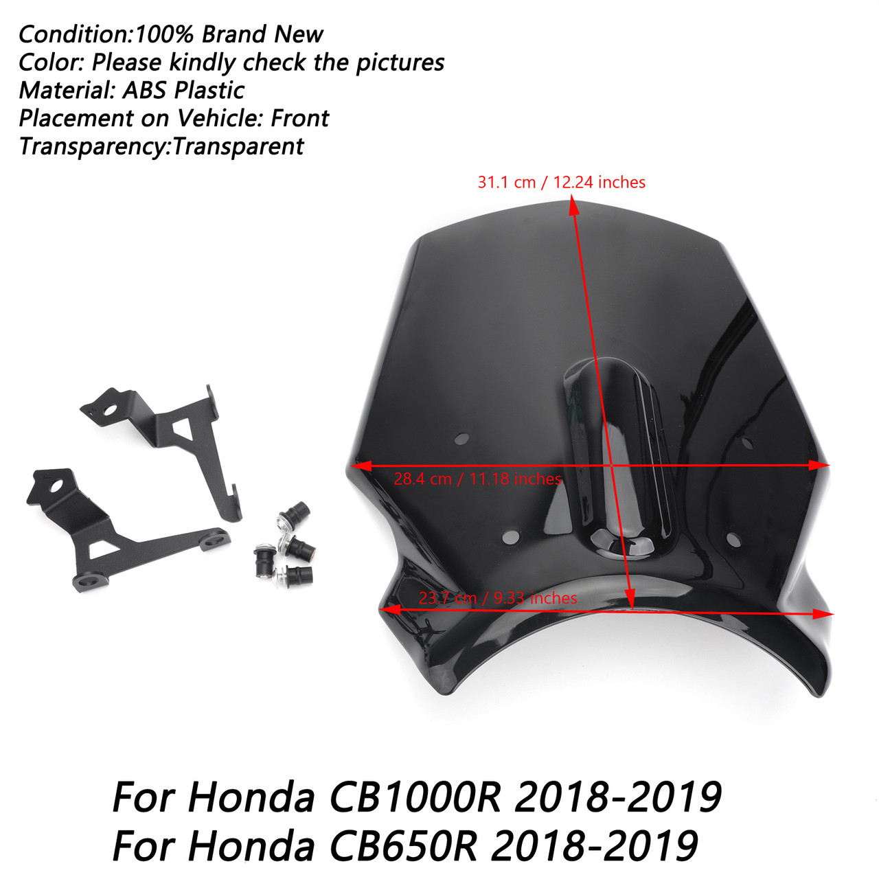 18-23 Honda CB1000R/CB650R ABS Windshield Windscreen Wind Shield Protector Black