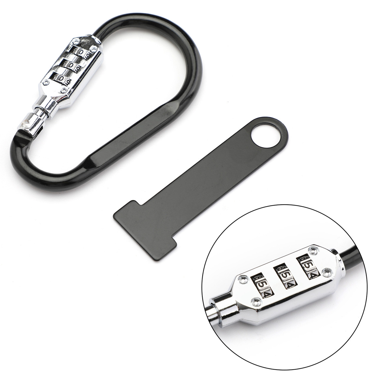 Helmet Lock T-bar For Around Up to 1 1/2" Handle Bars Motorcycle Bike Scooter BK