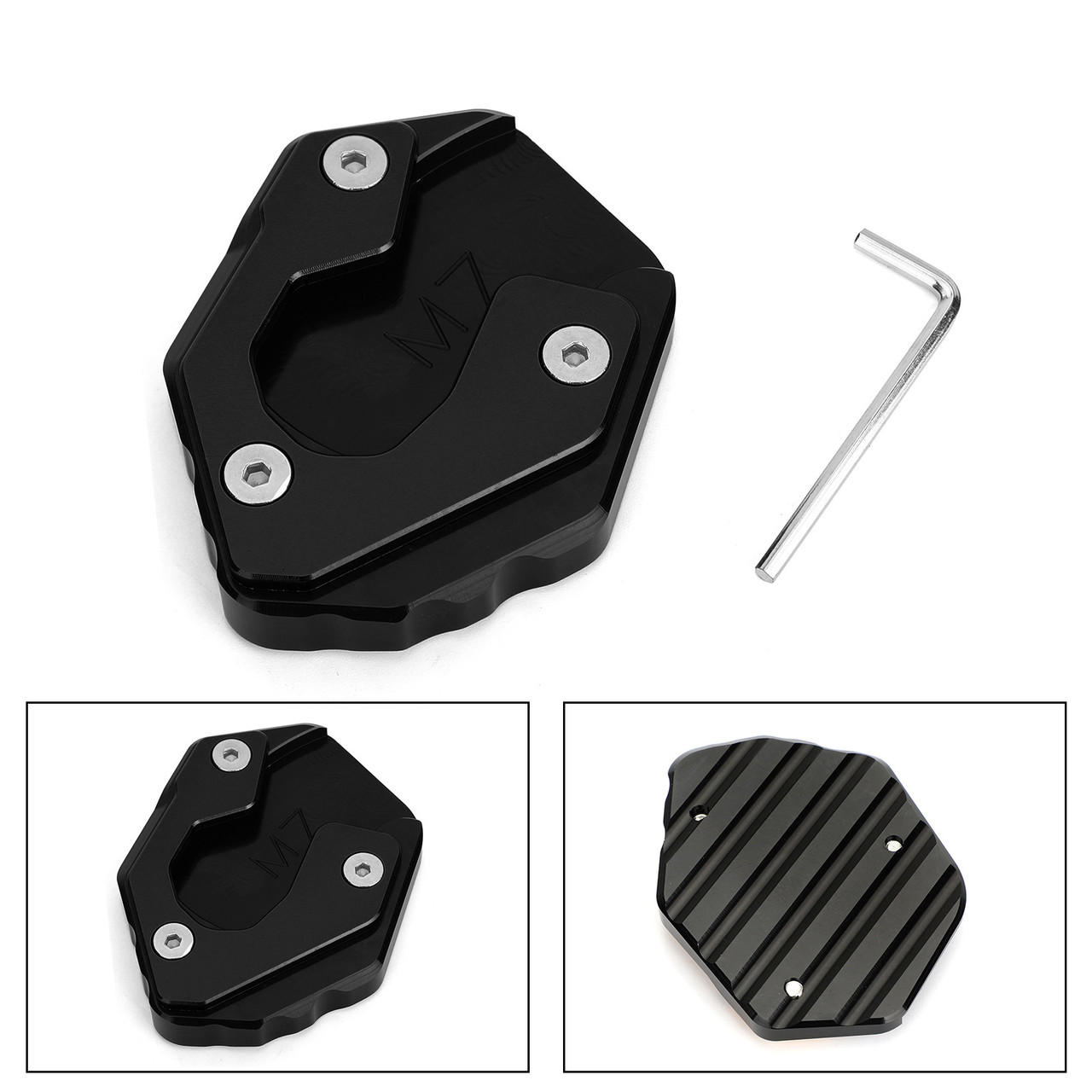 Side Stand Extension Kickstand Enlarger Plate For Yamaha MT-07 FZ-07 Black