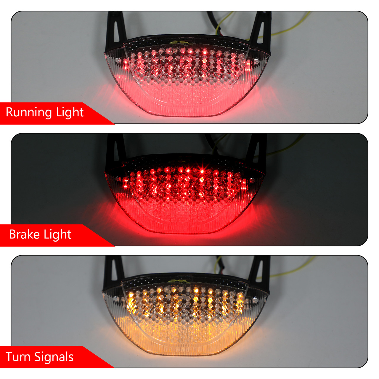 LED Rear Brake Turn Signals Taillight for Honda CBR 600RR 2007-2012 Clear