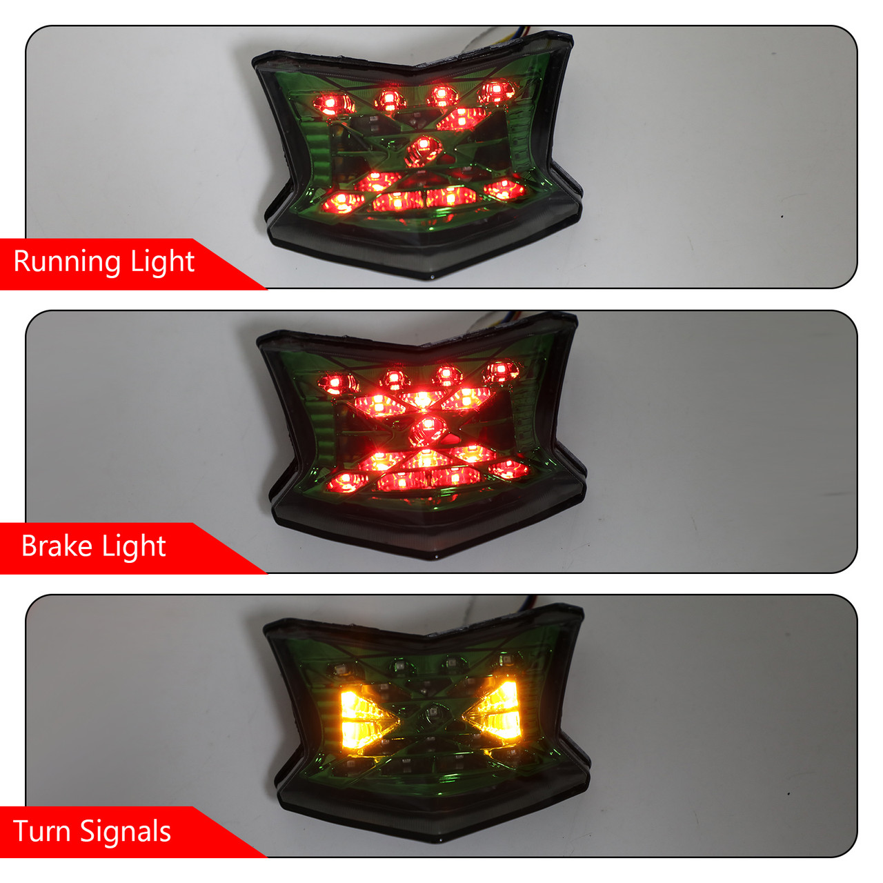 LED Brake Turn Signals Taillight For Kawasaki Z650 Ninja 650 Z900 2017-2024 Green