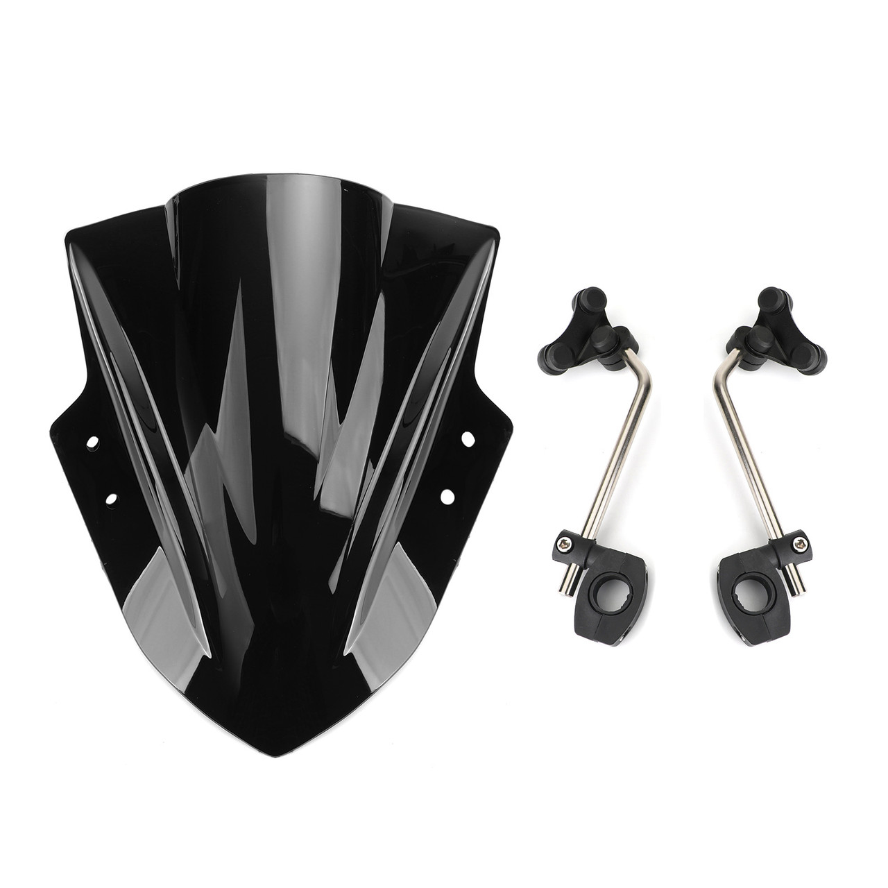 thumbnail interactive-video image 1 of Large 19x17 Clear Universal Motorcycle Windshield For 7/8 & 1 Handlebars 1 of 5