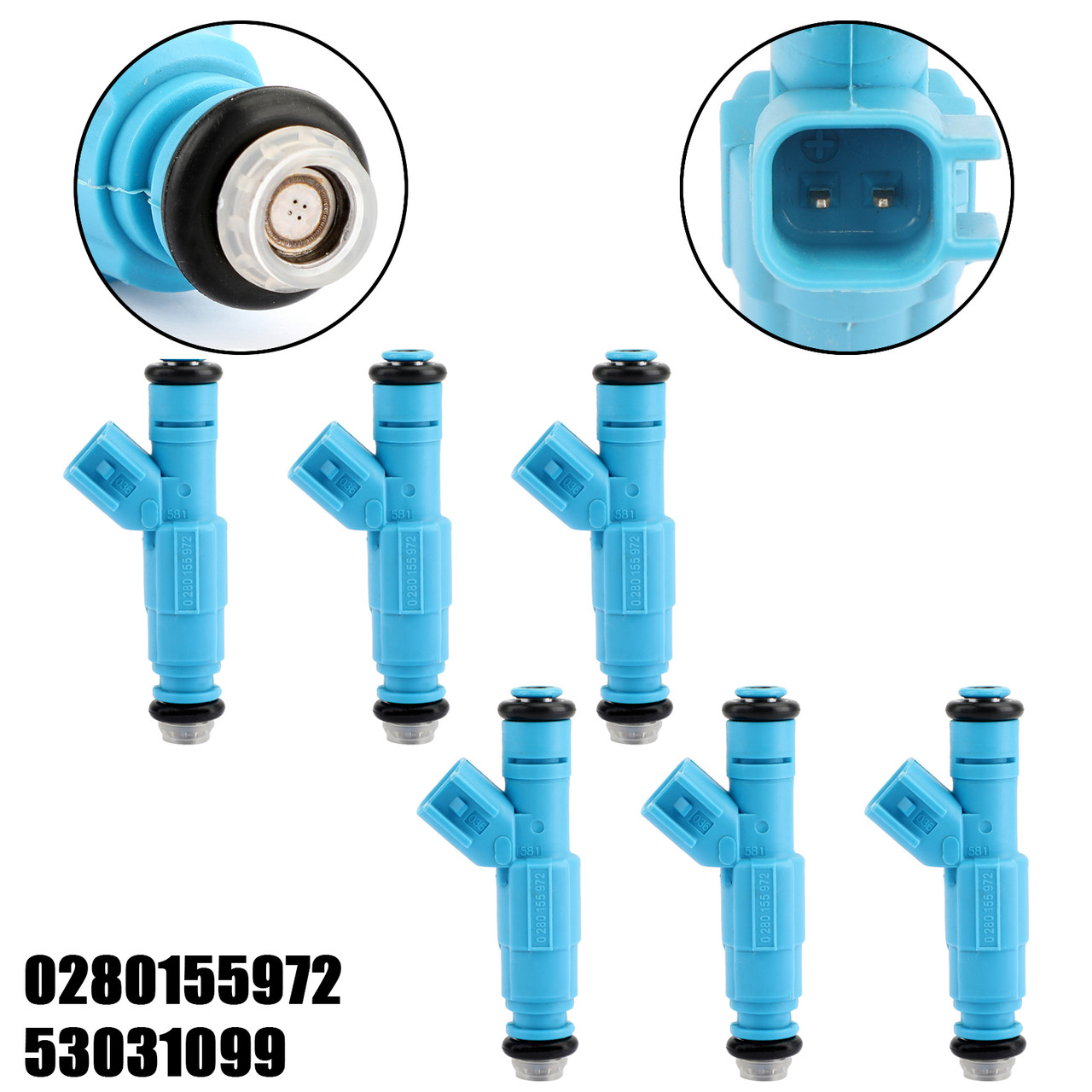 6PCS fuel injectors 0280155972 For Liberty 3.7L Ram 1500 3.7L 02-03 Blue