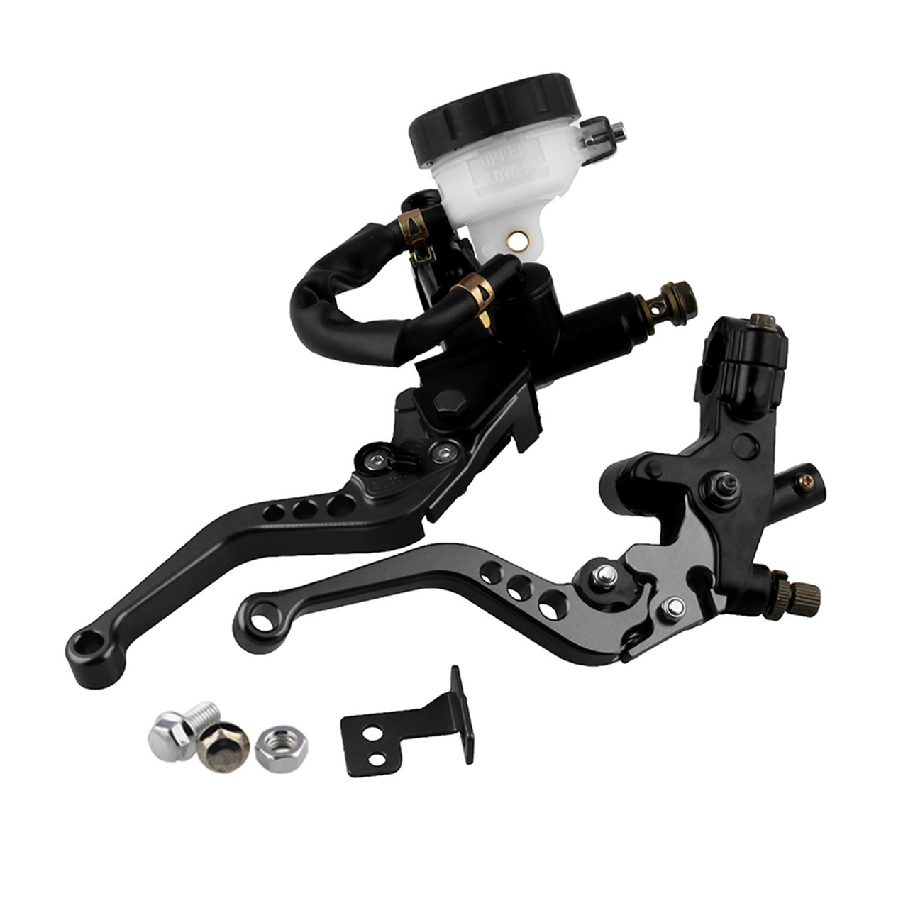 Universal 7/8" 22mm Front Brake Clutch Master Cylinder Reservoir Levers Black