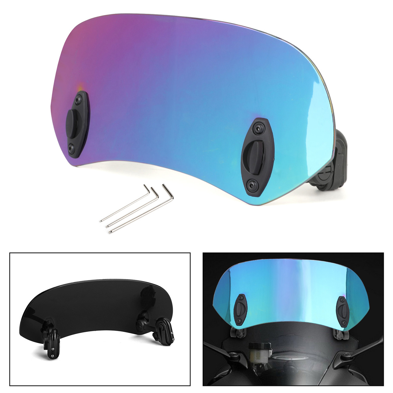 Universal 21CM Adjustable Clip On Windshield Extension Spoiler Wind Deflector Iridium
